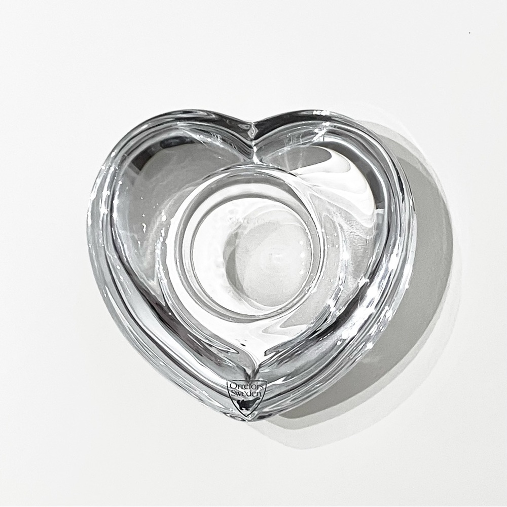 Orrefors Heart Shaped Amour Crystal Tea Light Holger
